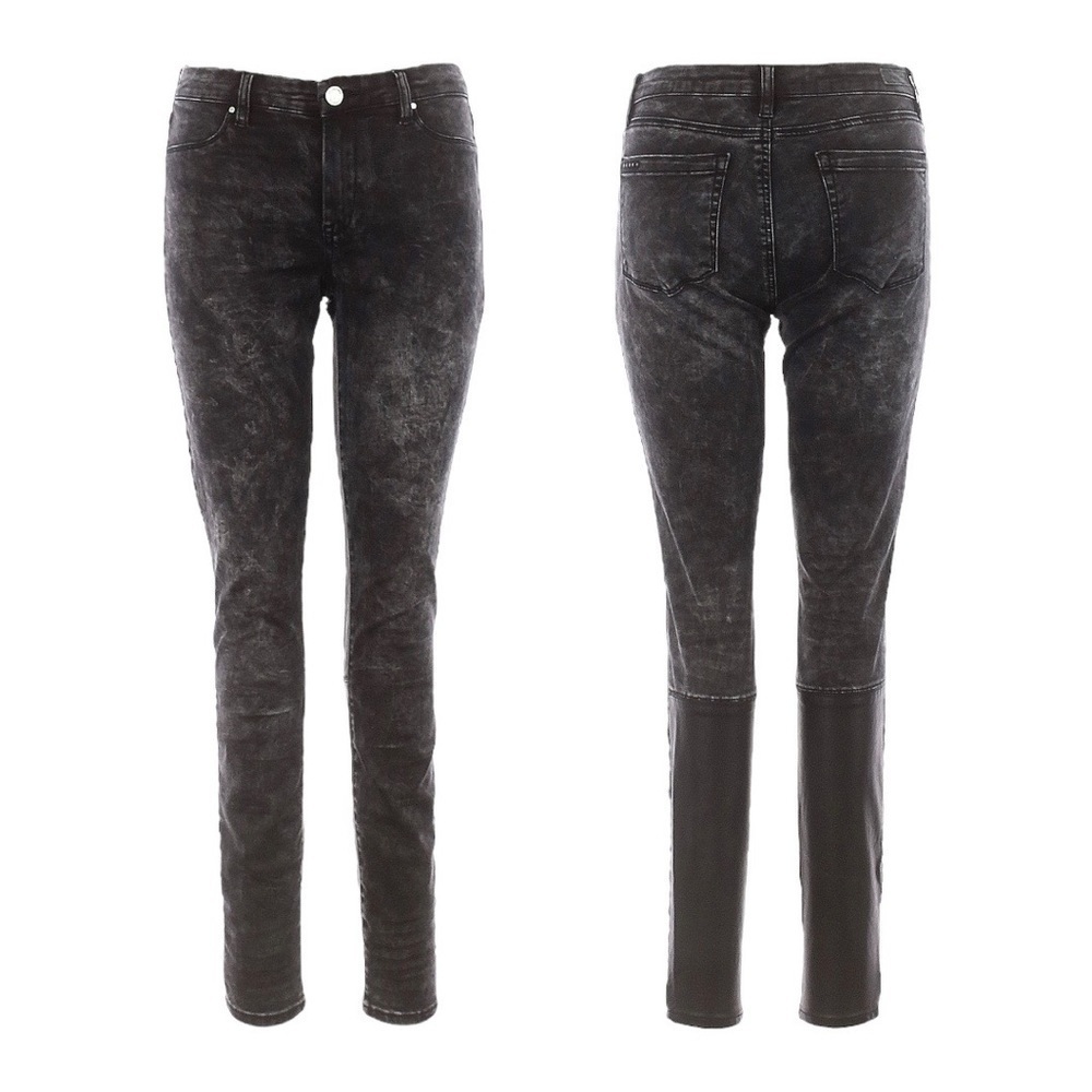 Blank NYC Black Thigh Gap Faux Leather Moto Skinny Jeans Size 29